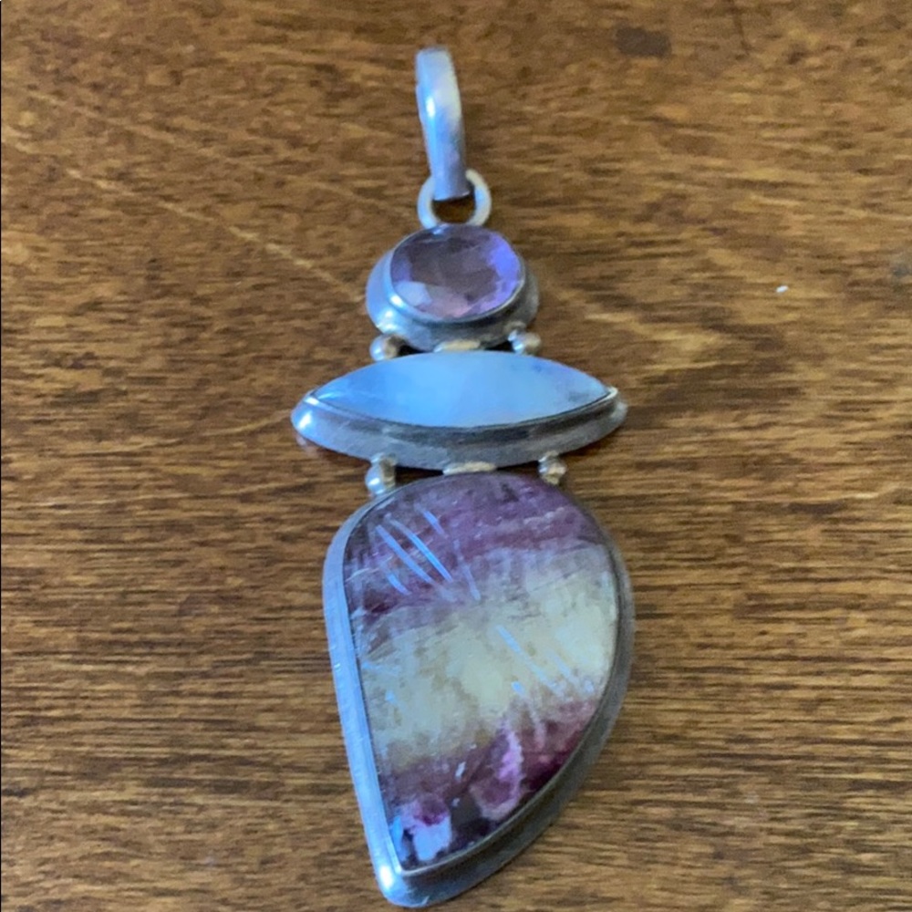 Sterling Silver Amethyst And Moon Stone Pendant View 2